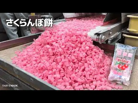 画像 さくらんぼ餅ができるまで🍒駄菓子作りの裏側に密着！【工場見学】【字幕付き】